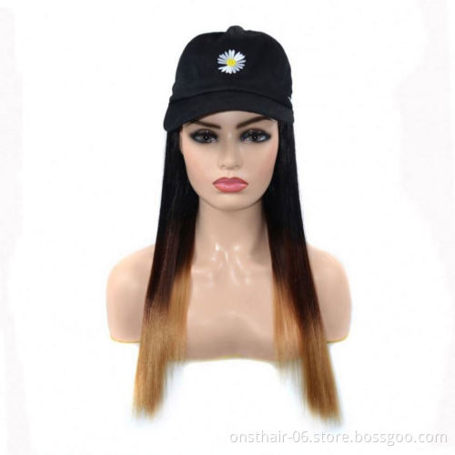 MYZYR Baseball CapWith Hair Long Straight hairFake HairHat Wig SyntheticHair Extensions Hat With Hair Natural Hairpiece ForWomen